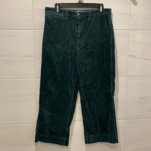Green corduroy wide leg pants